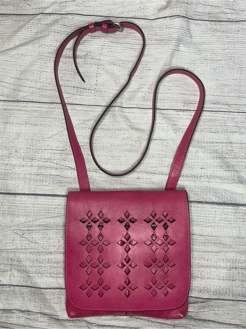 Patricia Nash Granada Leather Crossbody Hot Pink Bag Purse